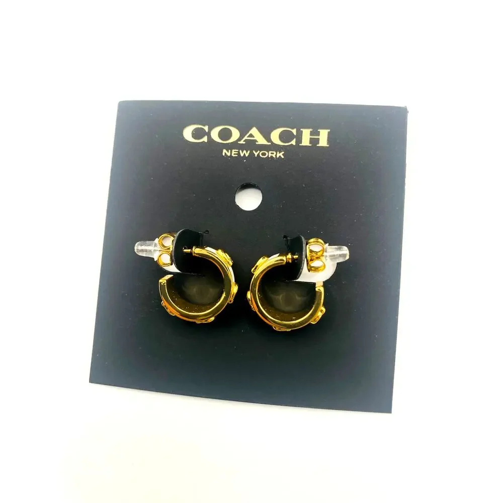 Coach Women's Signature Tabby Hoop Earrings - Picture 3 of 5